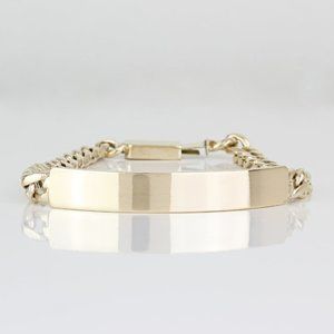 10k Yellow Gold Cuban Link Identity I.D. Bracelet